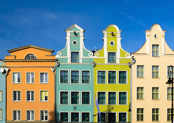 Colorful buildings in old part of Europe, Gdansk