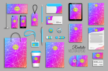 Corporate identity template set and business stationery mock-up with logotype