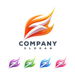 Fototapeta premium thunder flame logo design