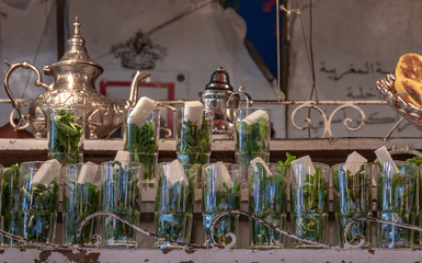 Famous moroccan mint tea is waitong for customers