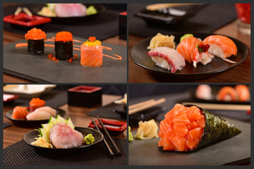Japanese food four pic collage