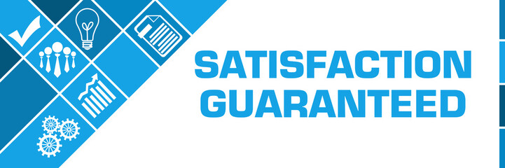 Satisfaction Guaranteed Business Symbols Blue Left Triangles 