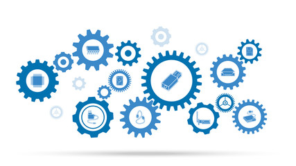 USB flash storage icon. From computer parts set