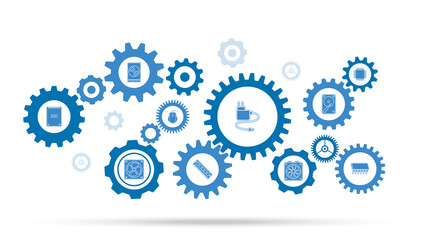 Amp power supply icon. From computer parts set