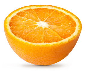 A half of ripe orange isolated on white background