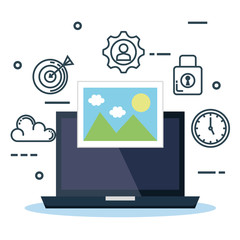 laptop with business marketing