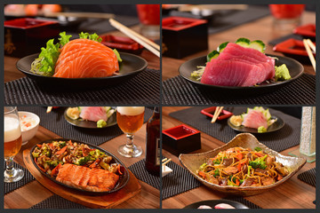 Japanese food four pic collage