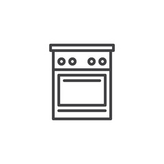 Kitchen stove line icon. linear style sign for mobile concept and web design. Oven outline vector icon. Kitchen utensil symbol, logo illustration. Pixel perfect vector graphics