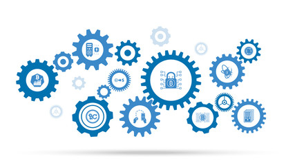 Bitcoin electronic security lock vector icon. From cryptocurrency set