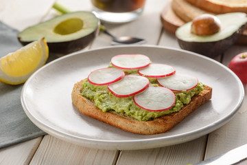 Toast with avocado and radish