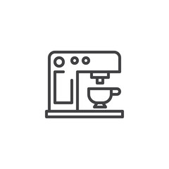 Coffee machine line icon. linear style sign for mobile concept and web design. Coffee maker with cup outline vector icon. Symbol, logo illustration. Pixel perfect vector graphics