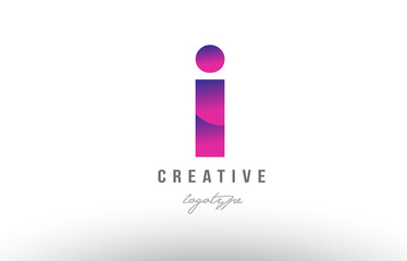 i pink gradient alphabet letter logo icon design