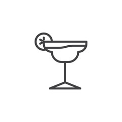 Summer Margarita Cocktail line icon. linear style sign for mobile concept and web design. Cocktail glass with lime outline vector icon. Symbol, logo illustration. Pixel perfect vector graphics