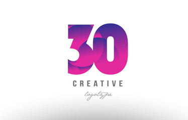 30 pink gradient number logo icon design