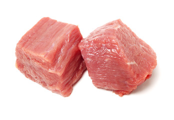 huge red meat chunk isolated over white background 