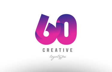 60 pink gradient number logo icon design