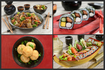 Japanese food four pic collage