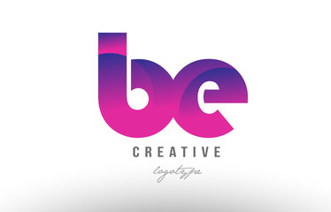 pink gradient be b e alphabet letter logo combination icon design