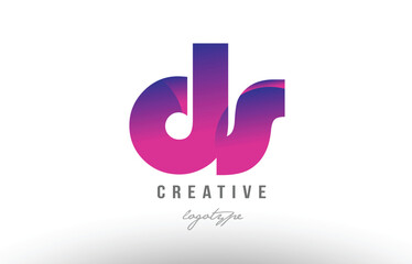 pink gradient ds d s alphabet letter logo combination icon design