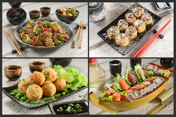 Japanese food four pic collage