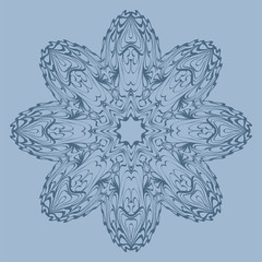 Flower Coloring Mandala. Decorative Elements. Vector Illustration. Oriental Pattern, Indian, Moroccan, Mystic, Ottoman Motifs. Blue pastel color
