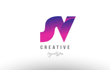 pink gradient sv s v alphabet letter logo combination icon design