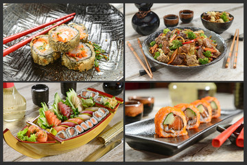 Japanese food four pic collage