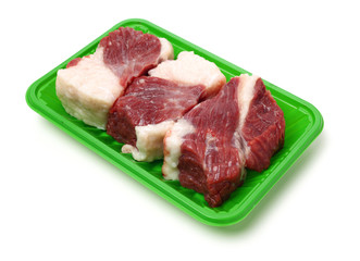 huge red meat chunk isolated over white background 