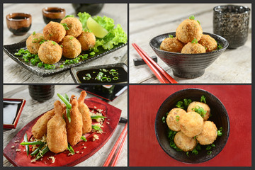 Japanese food four pic collage