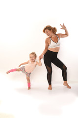Obraz na płótnie Canvas mother and child yoga position