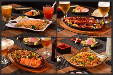 Japanese food four pic collage