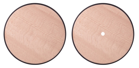 Wooden wheel for toys with black rubber tire pneumatic with hole or without it