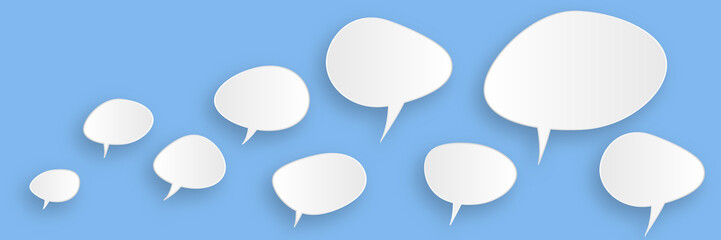 verschiedene Papier Sprechblasen - Kommentar Kommunikation Konzept