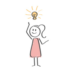 Stick Figure - woman idea light bulb