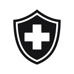 Obraz premium Immune system icon. Medical cross in the shield. Vector isolated.
