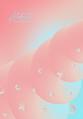 Abstract pastel pink, cyan vector trendy background with fluid gradient 3d shapes, liquid colors. Isolated fluid design elements. Lava lamp. Pantone 2019 colors
