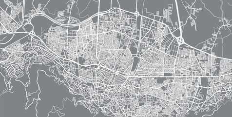 Urban vector city map of Bursa, Turkey