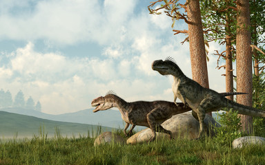 Monolophosaurus was a carnivorous dinosaur that grew to about five meters long.  The only known fossil was found in China.  For a short time it was called Jiangjunmiaosaurus. 3D Rendering © Daniel Eskridge
