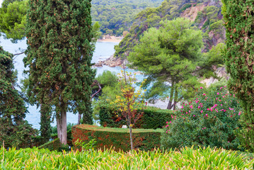 Naklejka premium Sea view from Santa Clotilde gardens, Catalonia
