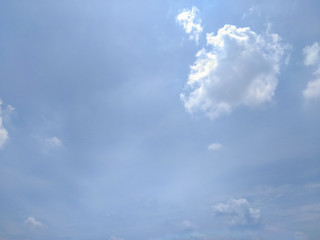 White soft cloud texture on blue sky background