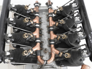 Fototapeta na wymiar Internal components and parts of aircraft engine.