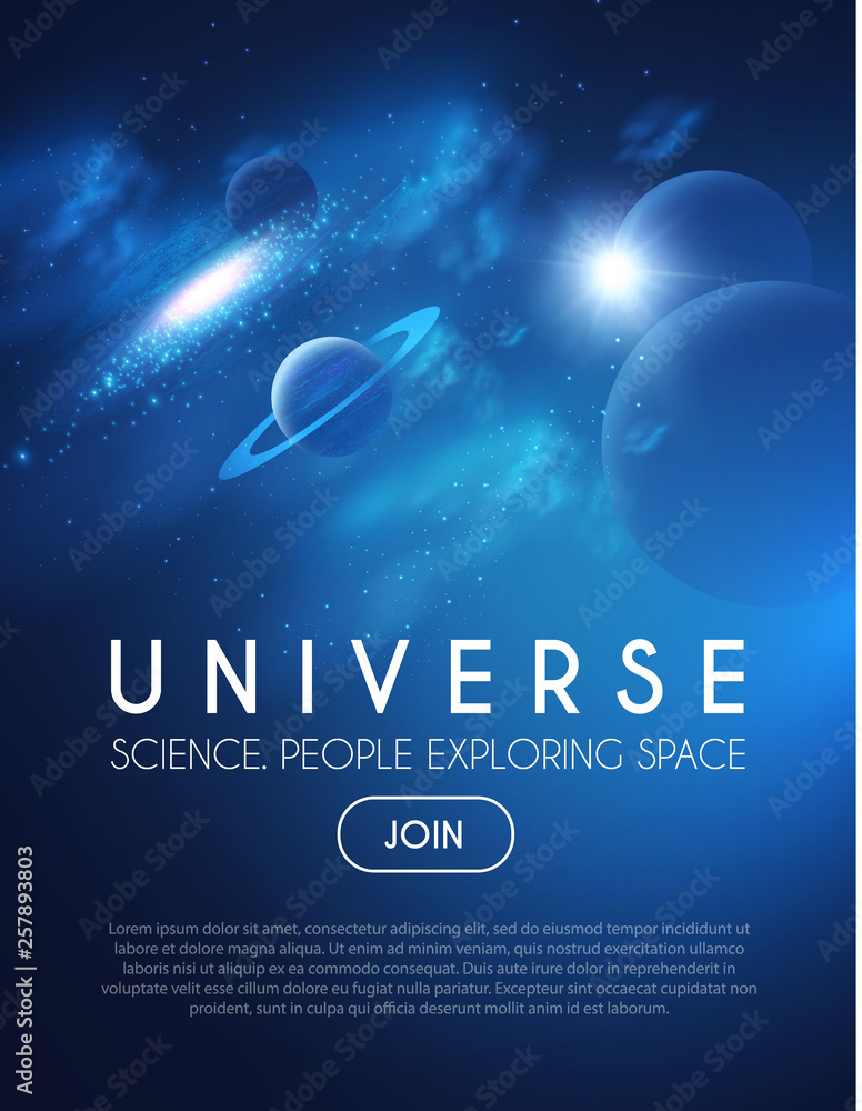 Canvas Prints planets in universe with star, nebula and galaxy lights. 3d realistic space. cosmos design.