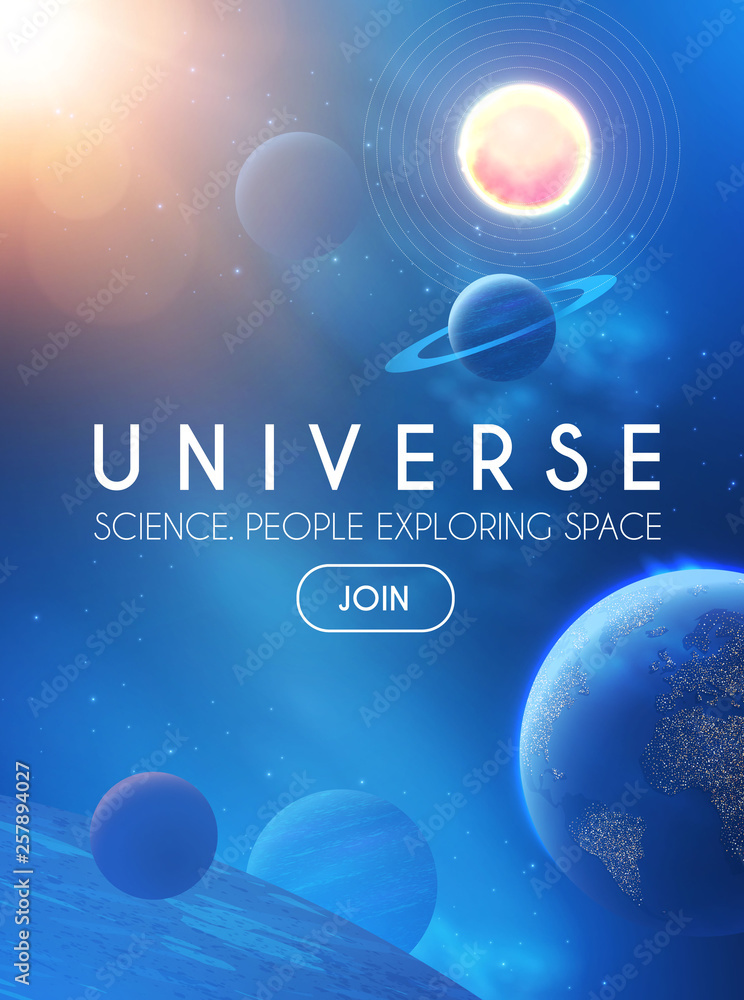 Canvas Prints planets in universe with star, nebula and galaxy lights. 3d realistic space. cosmos design.