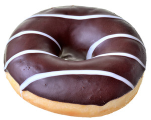 Chocolate donut covered with icing isolated