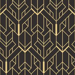 Vector modern geometric tiles pattern. golden lined shape