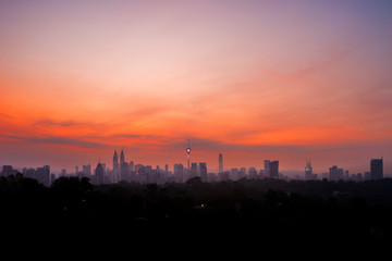 Fototapeta na wymiar Timelapse Of Kuala Lumpur Cityscape During Sunrise.4k.Prores.