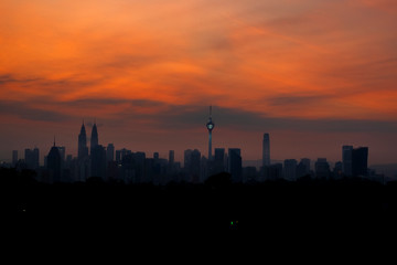 Fototapeta na wymiar Timelapse Of Kuala Lumpur Cityscape During Sunrise.4k.Prores.