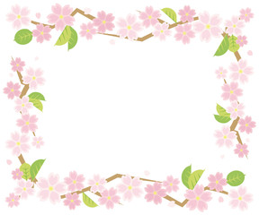 Obraz na płótnie Canvas 葉桜のサークルフレーム(白背景)