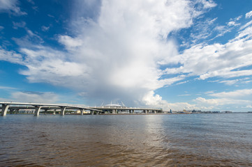 Panoramic view of Saint-Petersburg and the Finnish Gulf