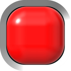 Web button 3d - red glossy realistic with metal frame, easy to expand